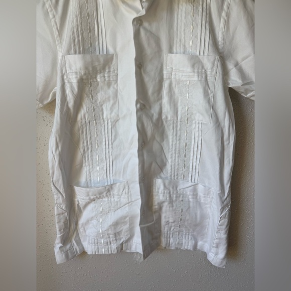 San Cristobal Short Sleeve‎ 4-Pocket Havana Classic Guayabera Small White Casual - Picture 4 of 12